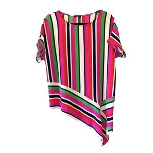 Cha Cha Vente Women's Medium Striped Asymmetrical Hem Top - Like New